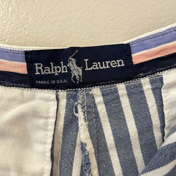 Vintage Ralph Lauren Striped Shorts Preppy Made In USA Pleated - Picture 3 of 4